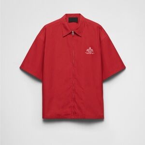 Prada Men's Casual Red zipper Down Shirt